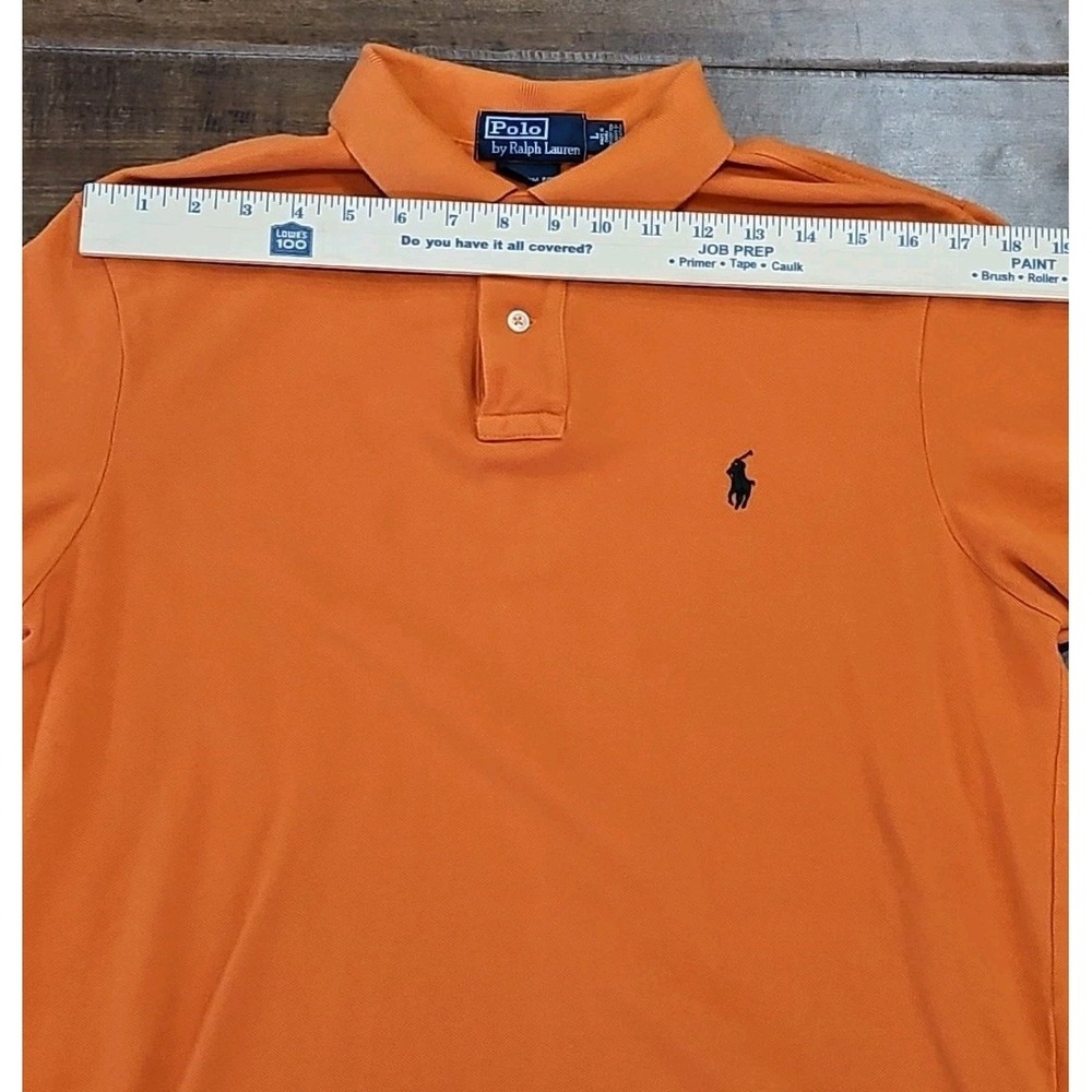Polo Ralph Lauren Mens Custom Fit Polo Shirt Olive ORANGE Black Pony Size L - Picture 6 of 12